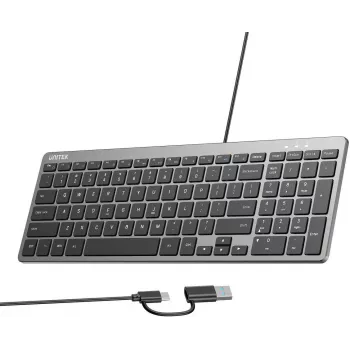 UNITEK Clavier de bureau filaire léger SlimTap USB-C/USB-A