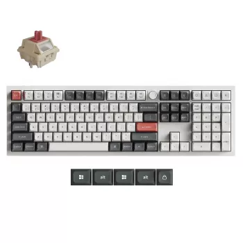 Clavier mécanique gaming Keychron Q6U-P1 100 % pleine taille, switch Gateron G Pro 3.0 Milk POM Red, hot-swap, taux d'interrogation 8K, RGB, QMK/VIA, boîtier en aluminium CNC, touches PBT double-shot, filaire USB-C