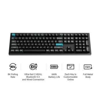 Clavier mécanique gaming Keychron Q6U-P1 100 % pleine taille, switch Gateron G Pro 3.0 Milk POM Red, hot-swap, taux d'interrogation 8K, RGB, QMK/VIA, boîtier en aluminium CNC, touches PBT double-shot, filaire USB-C