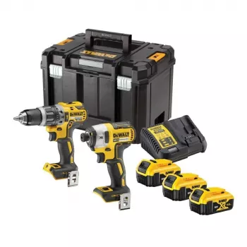 Perceuse-visseuse à percussion et visseuse à chocs sans fil DEWALT 18V XR DCK266P3T, pack de 2, avec 3 batteries 5.0Ah, chargeur et coffret TSTAK