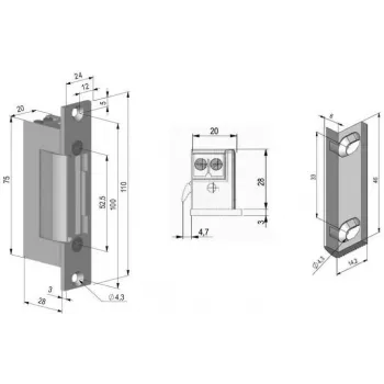 Gâche électrique symétrique inversée SCOT ES-S12DC-R PROFI