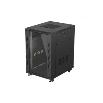 Armoire rack serveur autoportante LANBERG 18U 19 pouces 600x800 mm noire avec porte en verre trempé (Flat Pack)