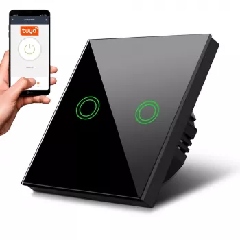 MACLEAN MCE714B Interrupteur tactile WiFi 2 voies, noir