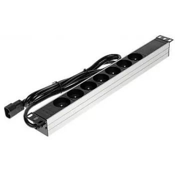 DELTA PD-7/RACK/IEC PDU basique 19 pouces 1U avec 7 prises Schuko, entrée IEC C14, câble 2m, 16A, noir