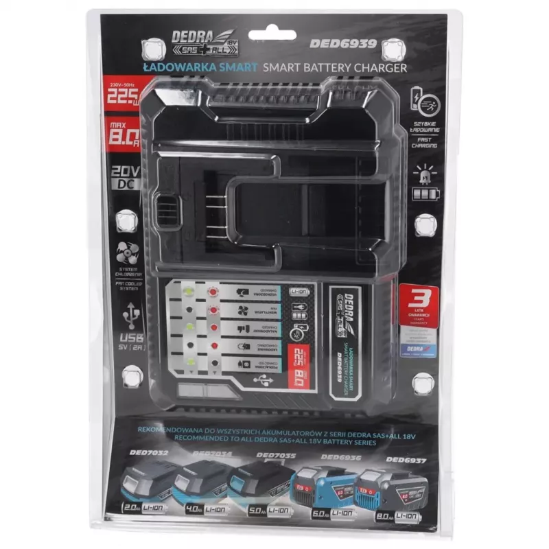 Chargeur rapide DEDRA 18V 8A SAS+ALL