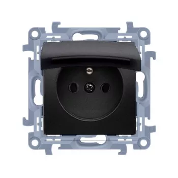 KONTAKT SIMON 10 prise 1 module noir mat avec volet IP44 bornes à ressort 16A 250V