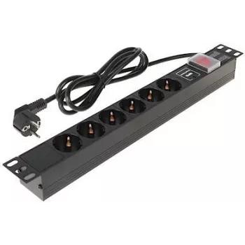 DELTA multiprise Schuko 8 prises avec protection contre les surtensions, câble 1,9 m, noir
