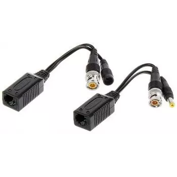 Ensemble de baluns vidéo passifs DELTA TR-1RJ-HD (2 unités), 8 MP 4K HD-CVI/HD-TVI/AHD/CVBS, BNC vers RJ45, noir