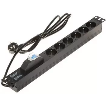 DELTA multiprise 6 prises PD-6/R-1P noire 1,5m