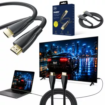 3MK PROTECTION Hardy HDMI 2.1 3m Ultra High Speed 48Gbps 8K60Hz 4K120Hz eARC VRR ALLM noir
