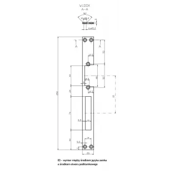 HARTTE OK-P4 barre plate longue pour gâches électriques, 3 mm, ouverte