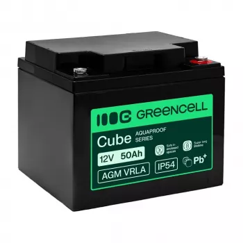 GREEN CELL AGM VRLA batterie 12V 50Ah sans entretien pour onduleur, 197x166x170 mm