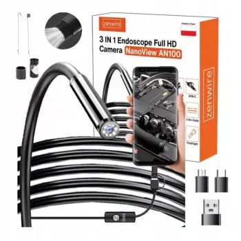 Caméra d'inspection endoscope USB-C ZENWIRE AN100 3,5m 1080p IP67 avec accessoires