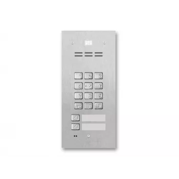 ACO FAM-P-2NPZSACC Platine d'entrée extérieure encastrée 2 familles avec lecteur RFID et serrure à code, argent