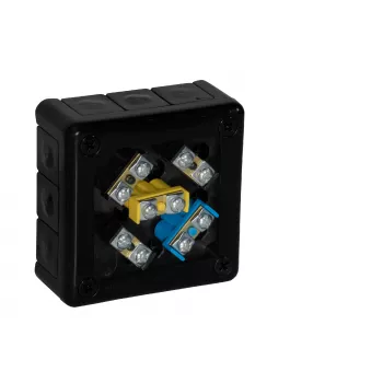 VIPLAST VP-41 Boîte de dérivation en saillie avec bornes, 12 entrées de câbles, IP55, noir, 98x98x42mm