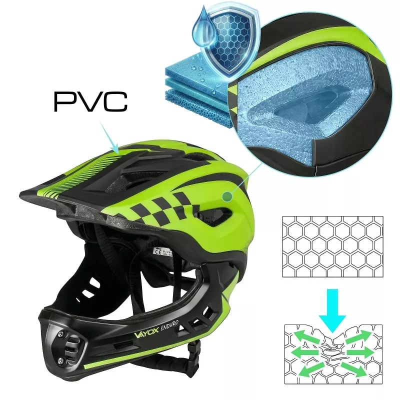 Casque Enduro Vayox VA0421GS vert taille S