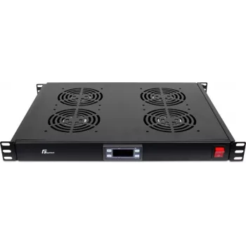 GETFORT GF-FAN4TR panneau rack 1U avec 4 ventilateurs thermostatés, 230V, noir