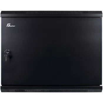GETFORT Baie murale CALI 9U 600x450 19 pouces avec porte en acier, noir (RAL 9005)