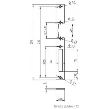 ELEKTRA-PLUS plaque de propreté pour serrures à mortaiser zinguée 200x20mm
