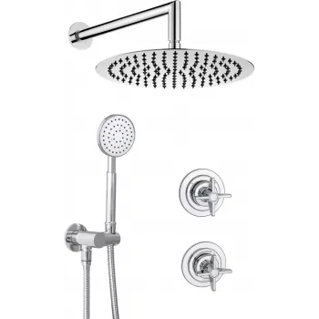 Ensemble de douche encastré DEANTE Arnika chrome 2 sorties pommeau de douche rond 250 mm
