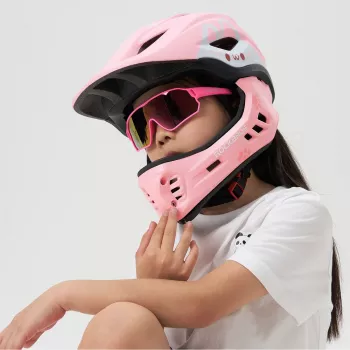 ROCKBROS TT-32002 Rabbit Children's Convertible Helmet with Detachable Chin Guard, Size M (54-58 cm), Pink