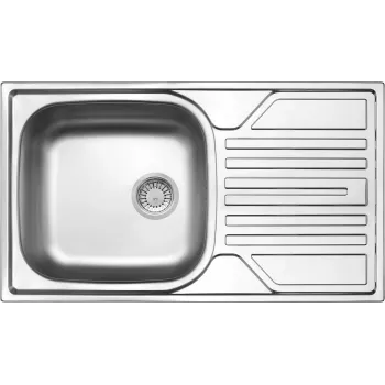 DEANTE 1-Bowl Stainless Steel Sink with Drainer - 3.5 Inch Drain
