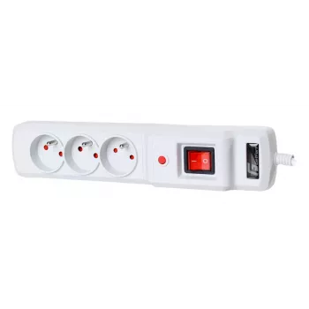 Getfort GF-3A-3M-G multiprise parafoudre 3 prises 3 m gris