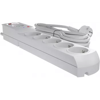 Getfort 5P-1.5M-G multiprise parafoudre, 5 prises, câble 1,5 m, gris