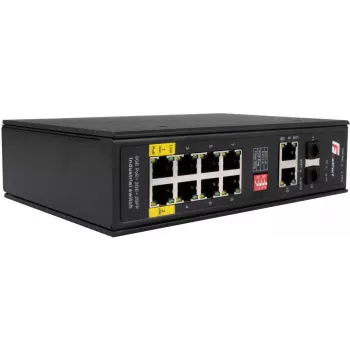 GETFORT GF-110-8PG-2G-2S commutateur PoE+ industriel, 8x PoE+ Gigabit + 2x Gigabit + 2x SFP, -40 °C à 80 °C