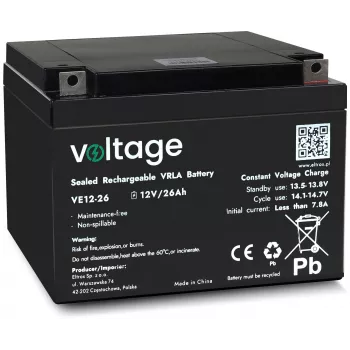 Batterie AGM VOLTAGE 12V 26Ah VE12-26 (durée de vie 6-9 ans)