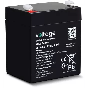 Batterie AGM Voltage 12 V 5 Ah VE12-5.0 (durée de vie 6-9 ans)