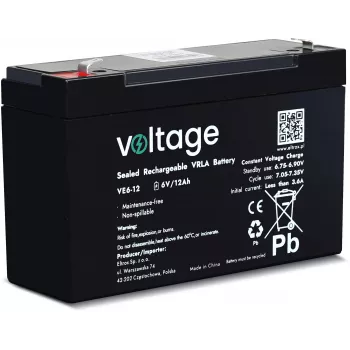 Batterie AGM VOLTAGE 6 V 12 Ah VE6-12 (durée de vie 6-9 ans)