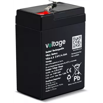 Batterie AGM VOLTAGE 6V 4,5Ah VE6-4.5 (durée de vie 6-9 ans)