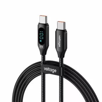Câble USB-C vers USB-C Voltage PowerDisplay 100W PD 1 m noir