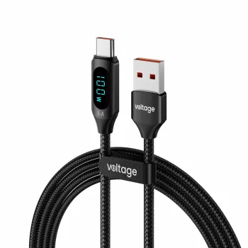 Câble USB-A vers USB-C Voltage PowerDisplay 66W 100cm noir