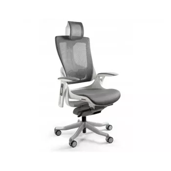 UNIQUE Wau 2 NW41 Chaise de bureau ergonomique, charbon/blanc filet