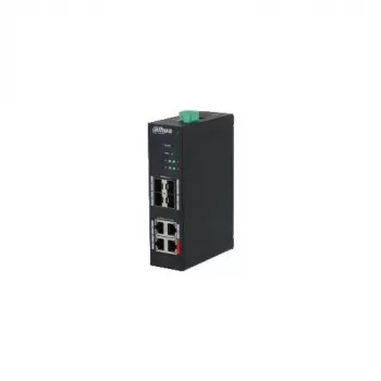 Dahua HS4408-4ET-96 commutateur PoE industriel non administrable, 8 ports, 4x Hi-PoE 60W, 4x PoE+ 30W, budget 96W, 2x uplink Gigabit, 2x SFP, rail DIN