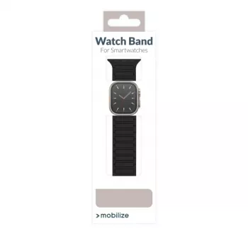Bracelet de montre Mobilize en silicone - magnétique - pour Apple 42/44/45/49 mm - noir