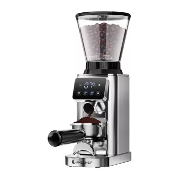 Moulin à café AMZCHEF CE-CG209-SV (argent) - meules coniques, 19 réglages, acier inoxydable