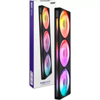 NZXT F420 RGB Refroidisseur liquide tout-en-un, radiateur 420mm, 3 ventilateurs 140mm, noir