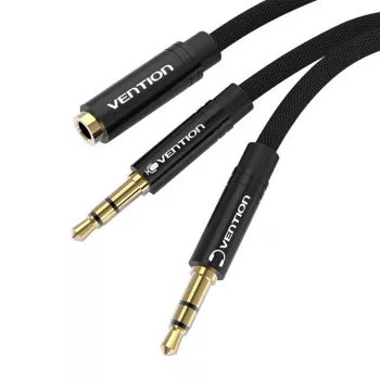 Câble répartiteur audio Vention BBLBAB 3,5 mm femelle vers 2x mâle, 0,6 m, noir