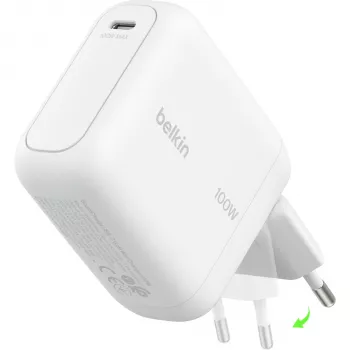 Belkin BoostCharge Chargeur mural USB-C GaN 100W Blanc