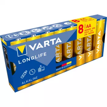 VARTA Longlife Power AA LR6 Mignon piles alcalines, blister de 8