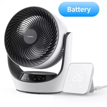 Ventilateur circulateur intelligent sur batterie SwitchBot avec 100 vitesses, oscillation horizontale de 90° et verticale de 100°, Bluetooth et Wi-Fi (hub requis), blanc