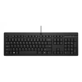 HP 125 G2 Clavier USB filaire, disposition allemande (QWERTZ), format complet, membrane, résistant aux éclaboussures, noir - Bulk