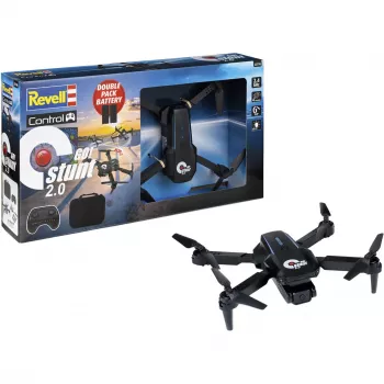 Quadricoptère RC Revell GO! Stunt 2.0 - drone prêt à voler 2,4 GHz 4 canaux avec gyroscope 6 axes, mode sans tête, flips à 360°, éclairages LED, 3 niveaux de vitesse, batterie LiPo, pour enfants dès 8 ans