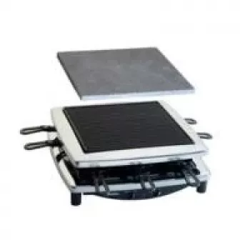 Appareil à raclette Steba RC 3 Plus Chrom avec plaque en pierre naturelle - 8 personnes, 1400 W, chrome