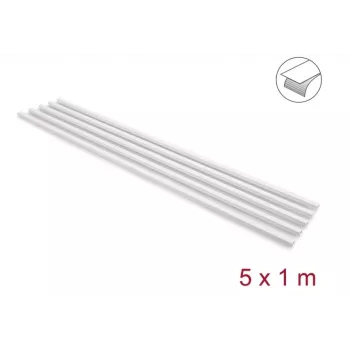 Delock goulotte de câbles auto-adhésive avec couvercle coulissant 15 x 10 mm - 1 m, lot de 5, blanche