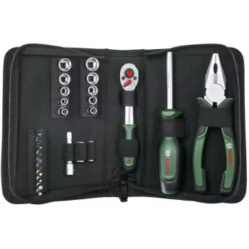 Ensemble d'outils de démarrage Bosch, 26 pièces (vert/noir, avec étui textile à fermeture éclair)