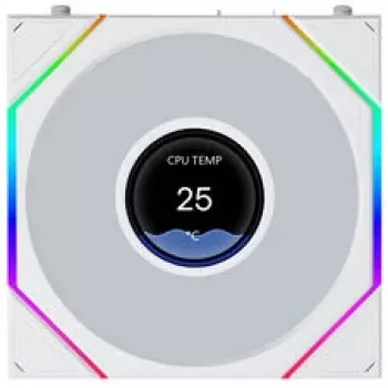 Lian Li UNI FAN TL120 LCD FLEX Wireless ARGB ventilateur de boîtier Reverse Blade 120 mm blanc